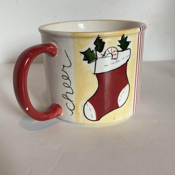 Eddie Bauer Home Cheer Red Yellow Stocking Coffee Tea Mug Cup Large 16 oz - Picture 6 of 11